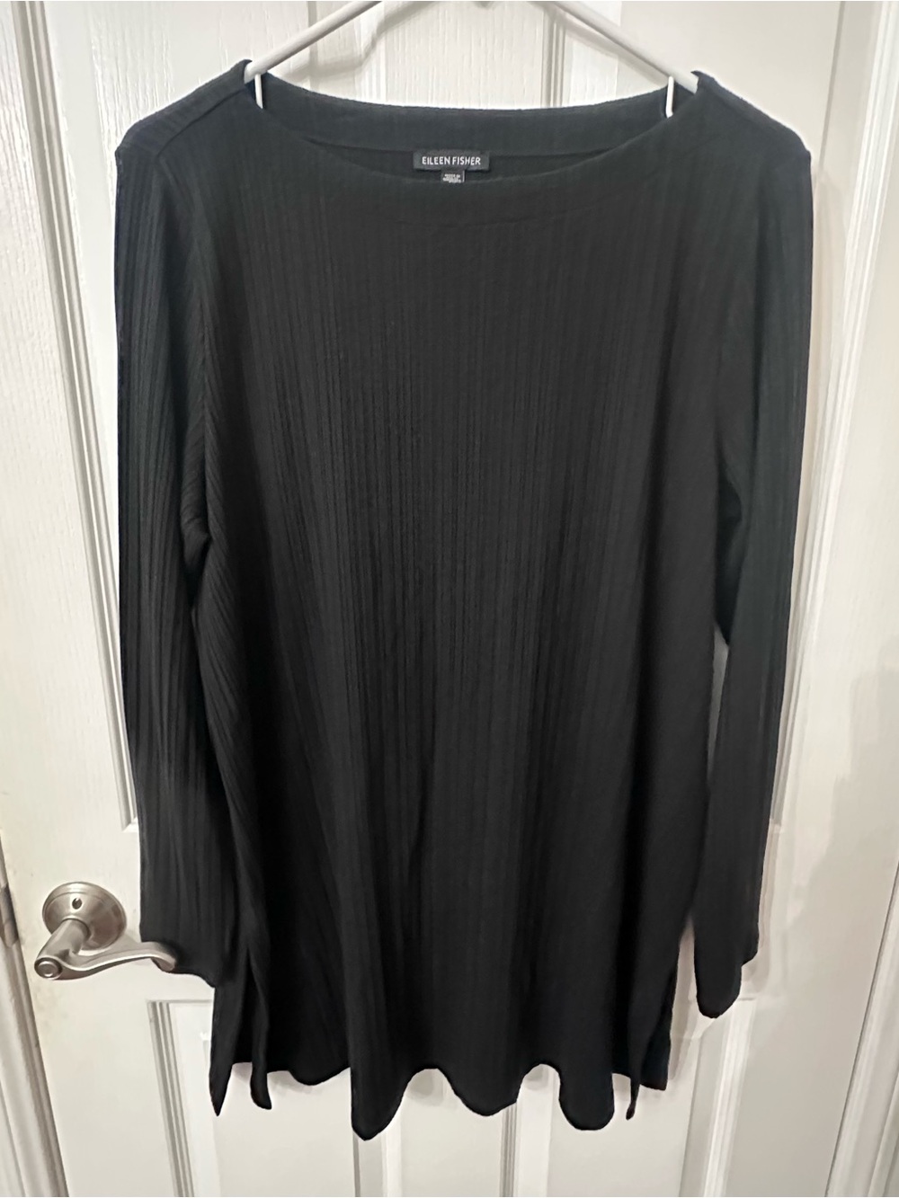 ✨ Eileen Fisher Bateau Neck Long Sleeve Ribbed Tunic Top ✨size Large